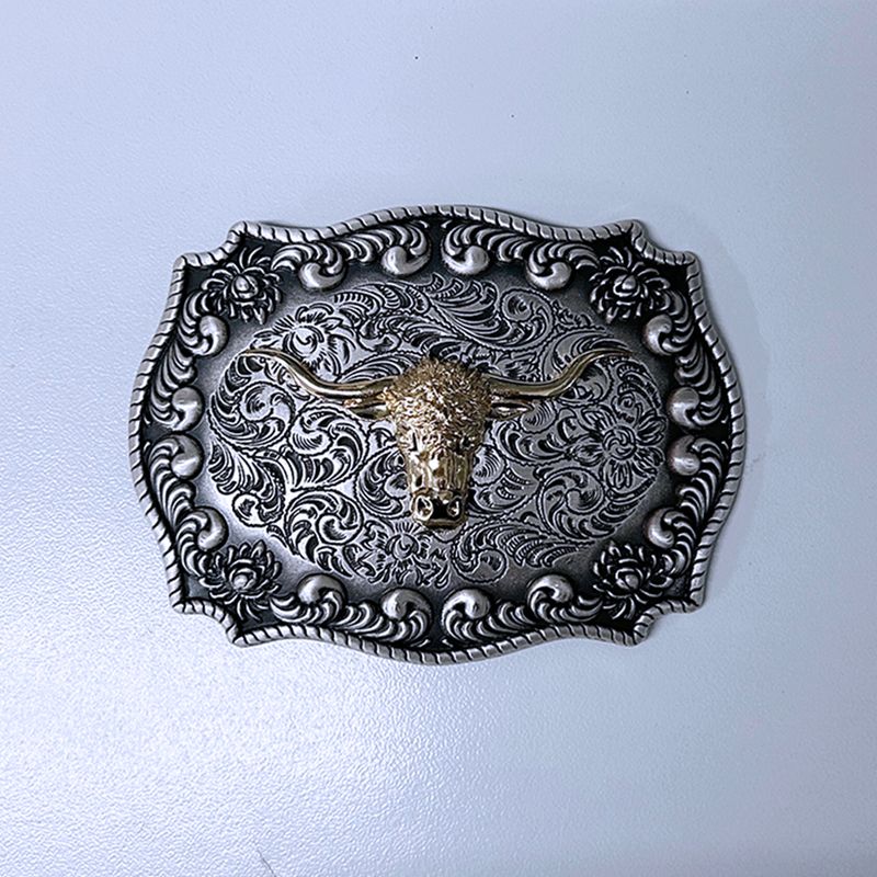Vintage Silver Western Rodeo With Gold Bull Double Color Belt Buckle Hebilla BUCKLE-WT130VSG