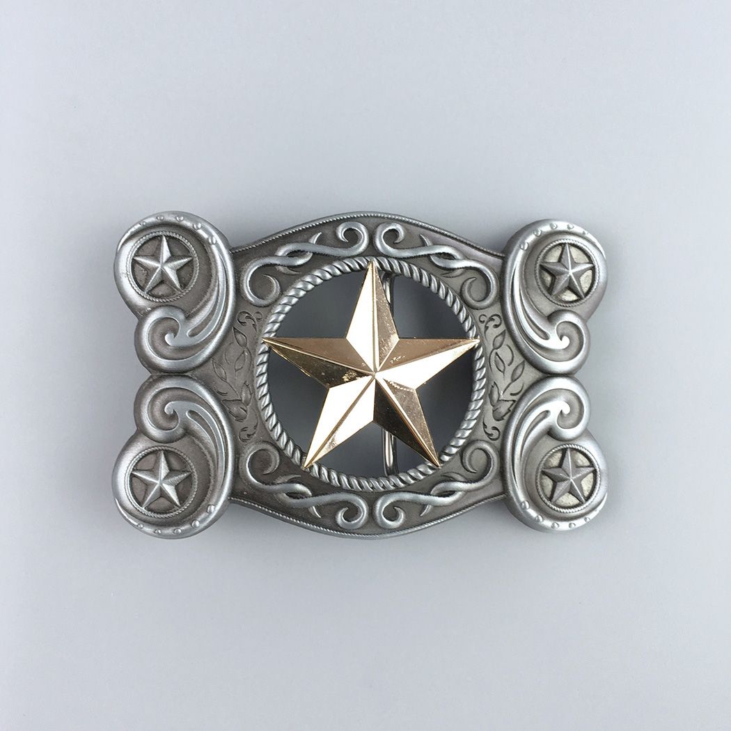 Vintage Western Celtic Golden Star Belt Buckle Hebilla