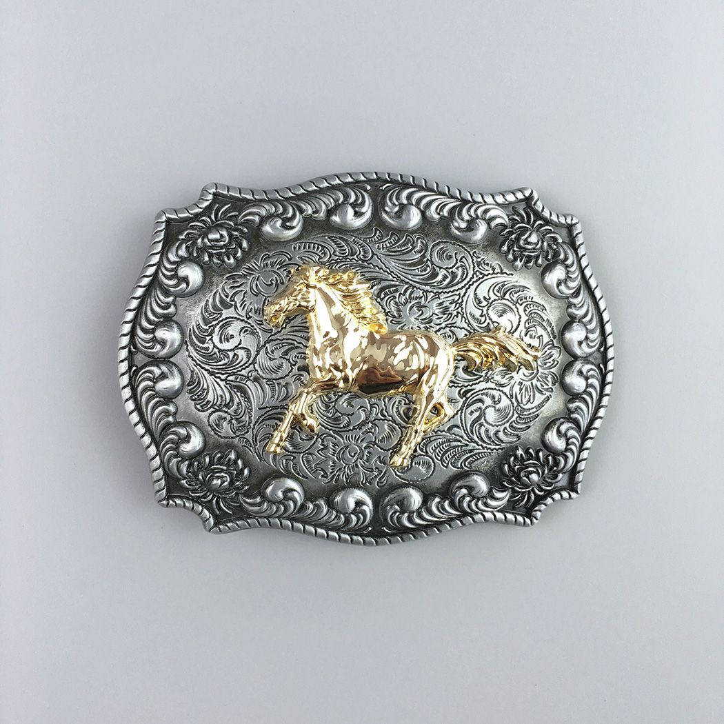 Western Cowboy Rodeo Horse Double Color Belt Buckle