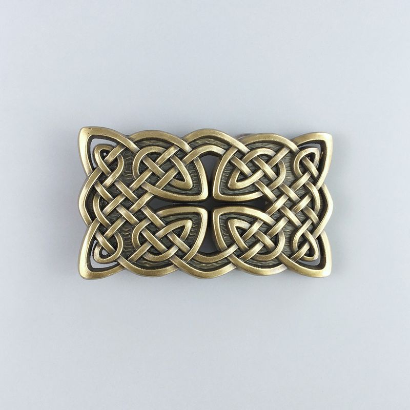 Vintage Bronze Rectangle Cross Celtic Knot Western Belt Buckle Hebilla BUCKLE-WT133AB