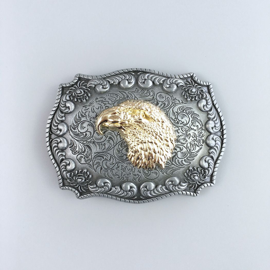 Western Cowboy Wildlife Eagle Head Double Color Belt Buckle Hebilla