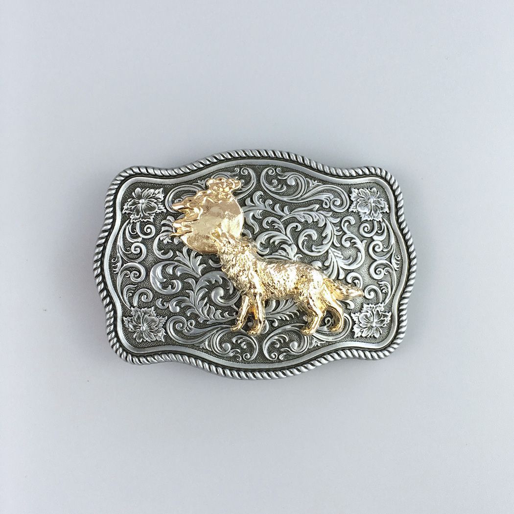 Small Size Vintage Moon Wolf Western Belt Buckle