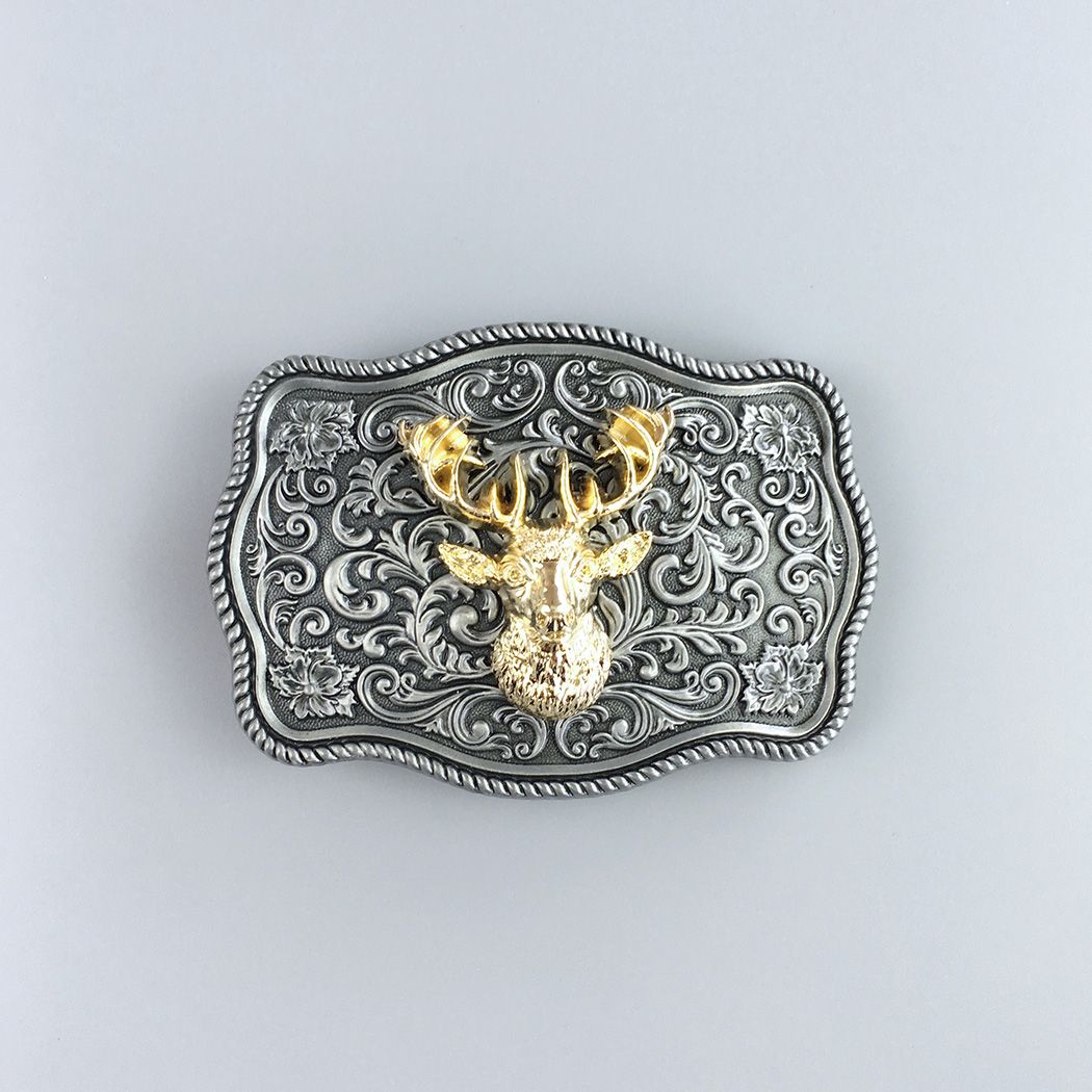 Small Size Vintage Deer Head Western Belt Buckle Hebilla