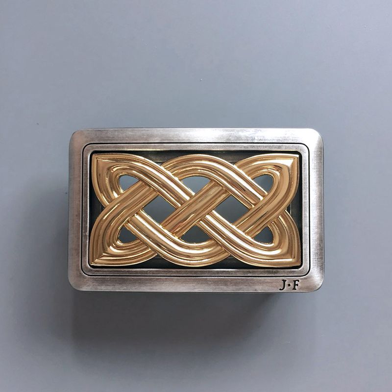 Vintage Silver Gold Double Color Cross Knot Celtic Belt Buckle BUCKLE-WT146SL