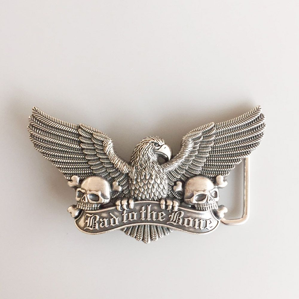 Vintage Silver Plated Wings Skulls Belt Buckle Gurtelschnalle Boucle de ceinture Hebilla BUCKLE-3D042SL