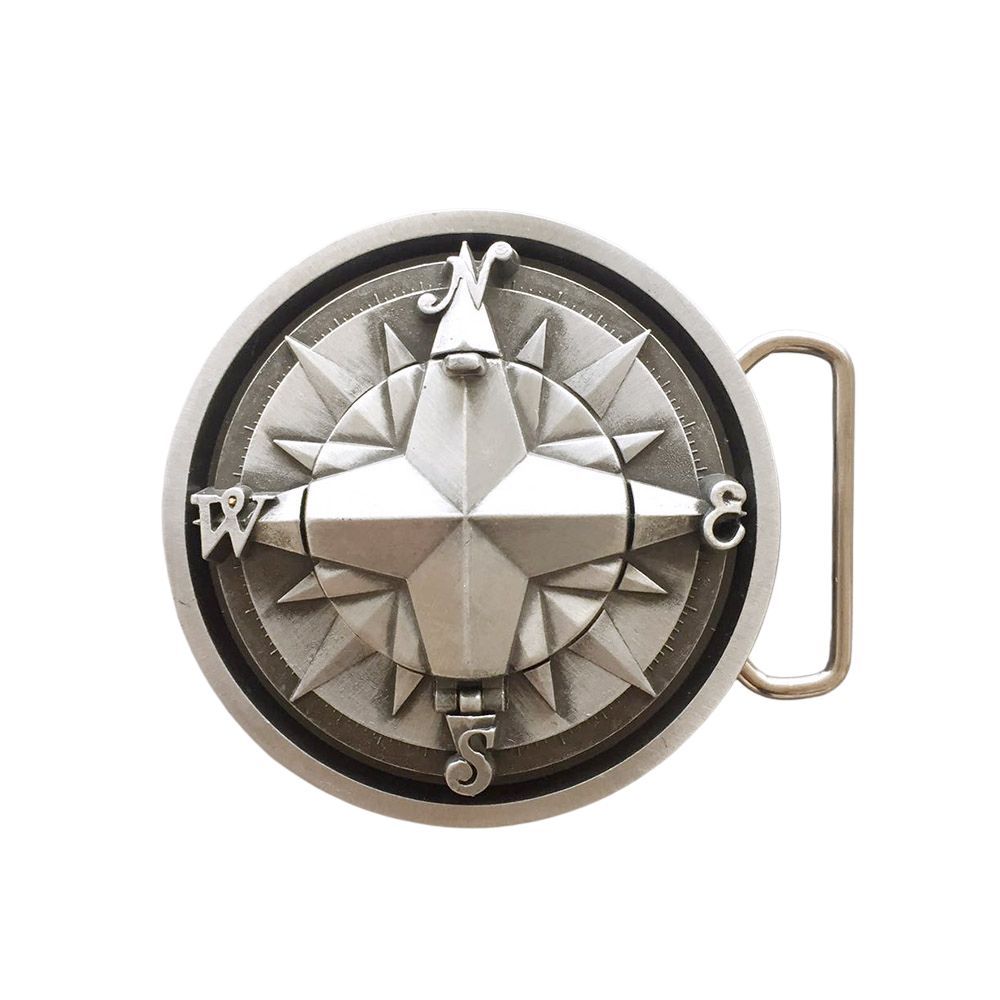Anqitue Silver Vintage Style Compass Star Belt Buckle also Stock in the US Gurtelschnalle Boucle de ceinture Hebilla BUCKLE-3D025AS