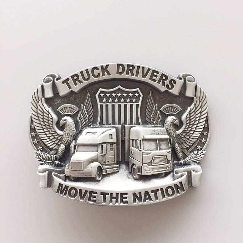 Antique Brushed Silver Truck Driver Belt Buckle BUCKLE-3D044AS