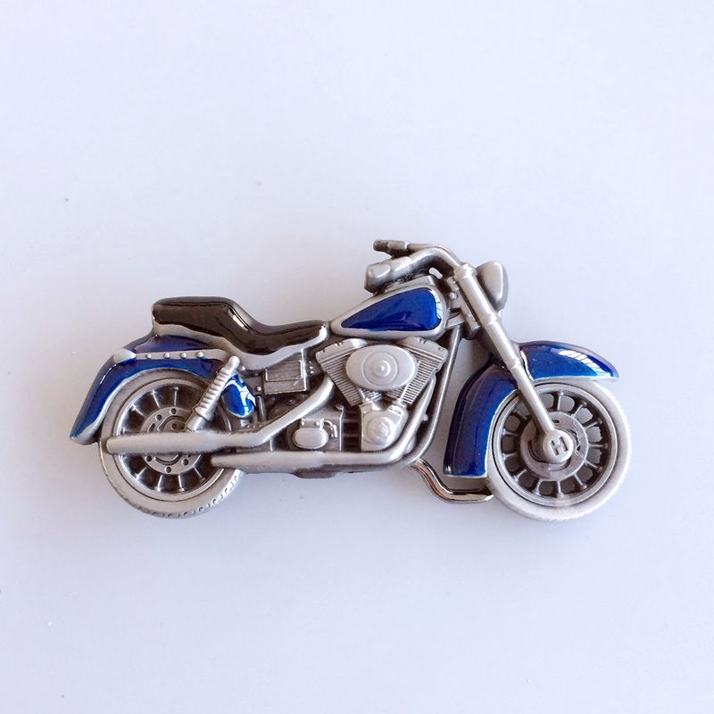 Vintage Blue Enamel Heavy Motorcycle Biker Rider Belt Buckle Hebilla BUCKLE-AT058BL