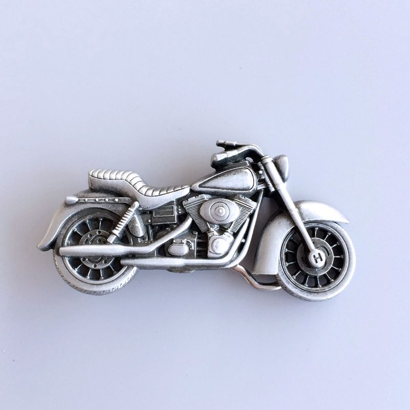 Antique Brushed Silver Heavy Motorcycle Biker Rider Belt Buckle BUCKLE-AT058AS