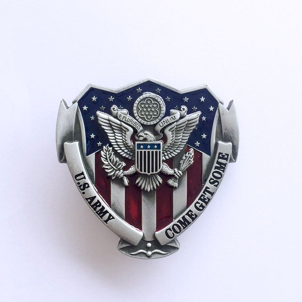 Antique Silver Enamel American Pride Hero Belt Buckle