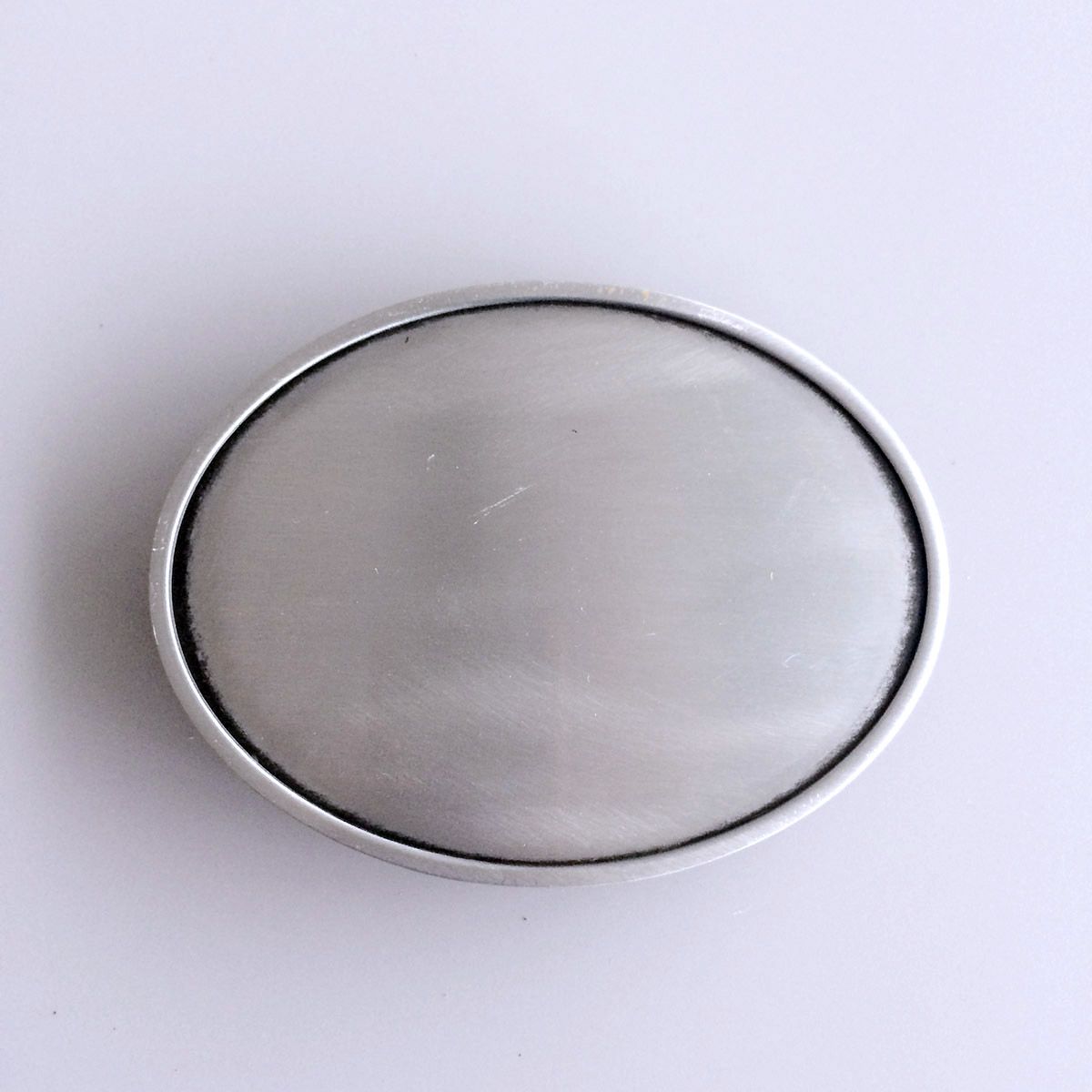 Antique Brushed Silver Plated Oval Blank Custom Belt Buckle