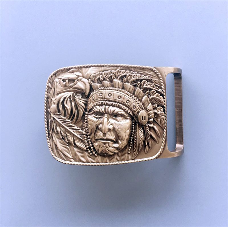 Western Eagle Chief Cowboy Solid Brass Belt Buckle BUCKLE-BS011