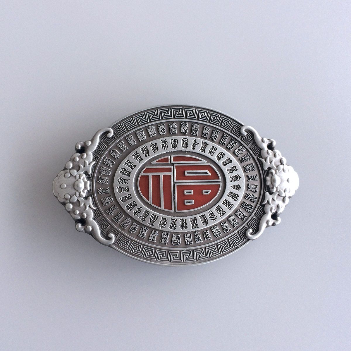 Vintage Style Enamel Lucky Knot Oval Letter Belt Buckle