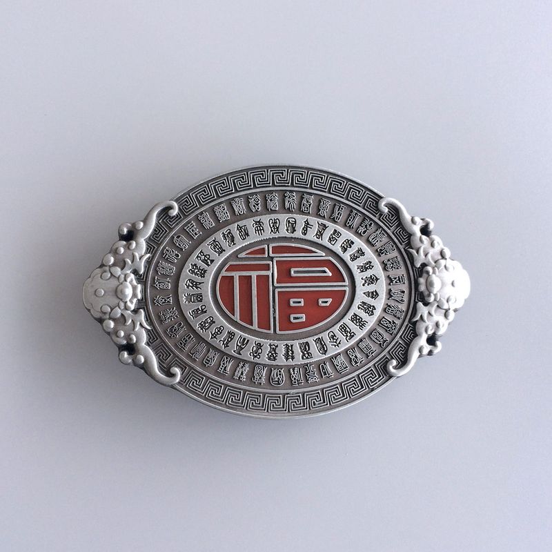 Vintage Style Enamel Lucky Knot Oval Letter Belt Buckle BUCKLE-CH003