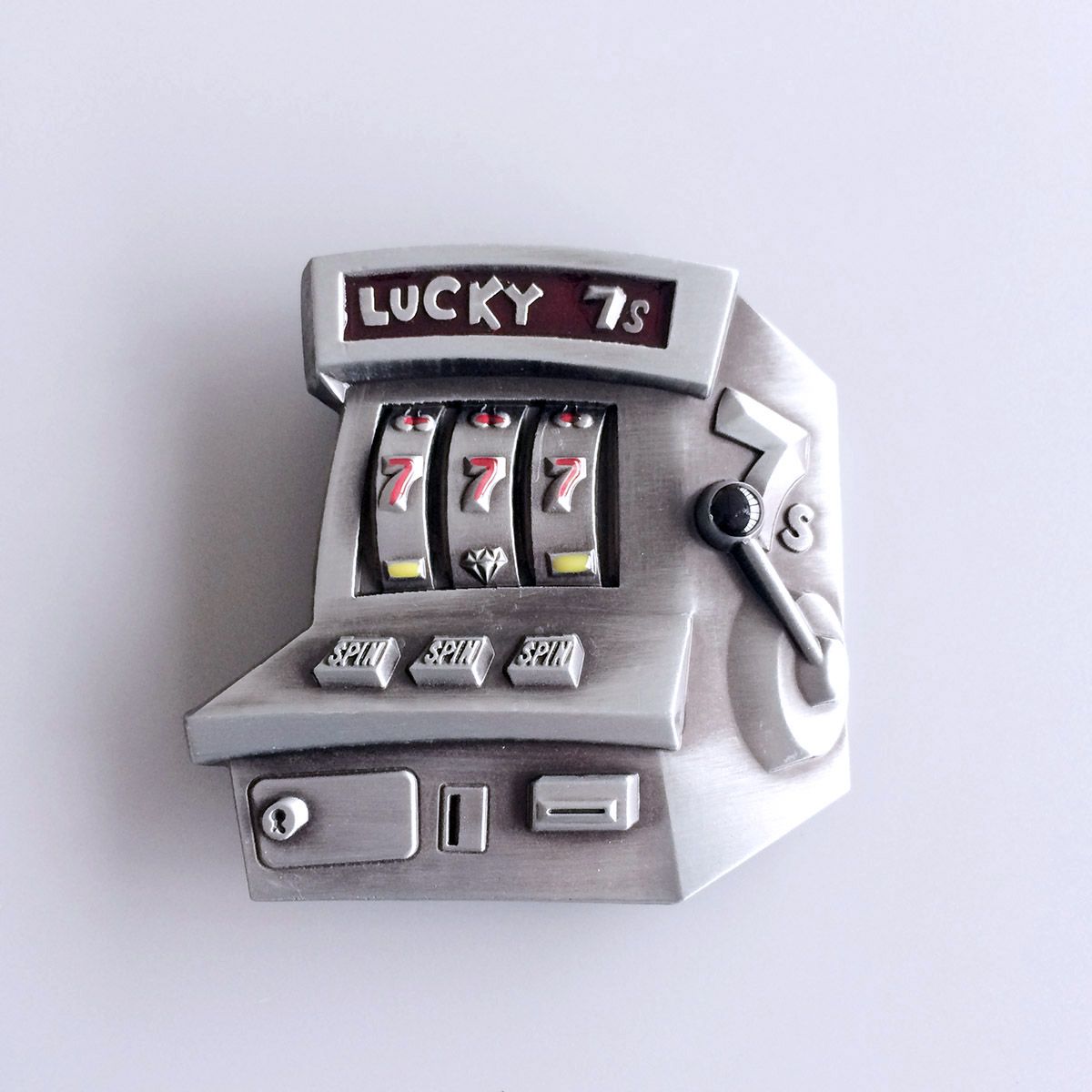 Vintage Lucky 7 Jackpot Enamel Belt Buckle