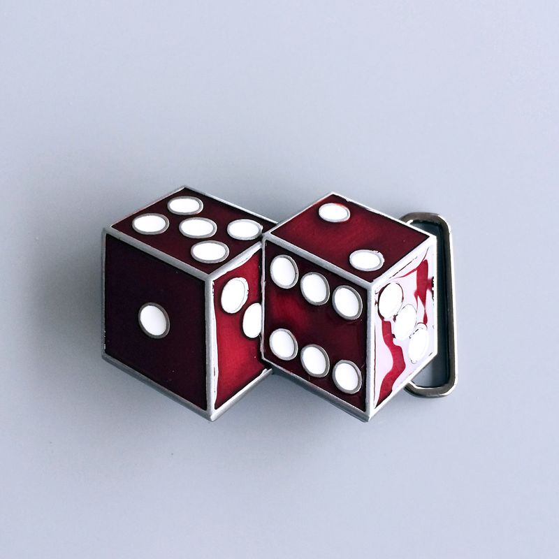 Red Enamel Dices Casino Gamble Vintage Belt Buckle BUCKLE-CS023RD