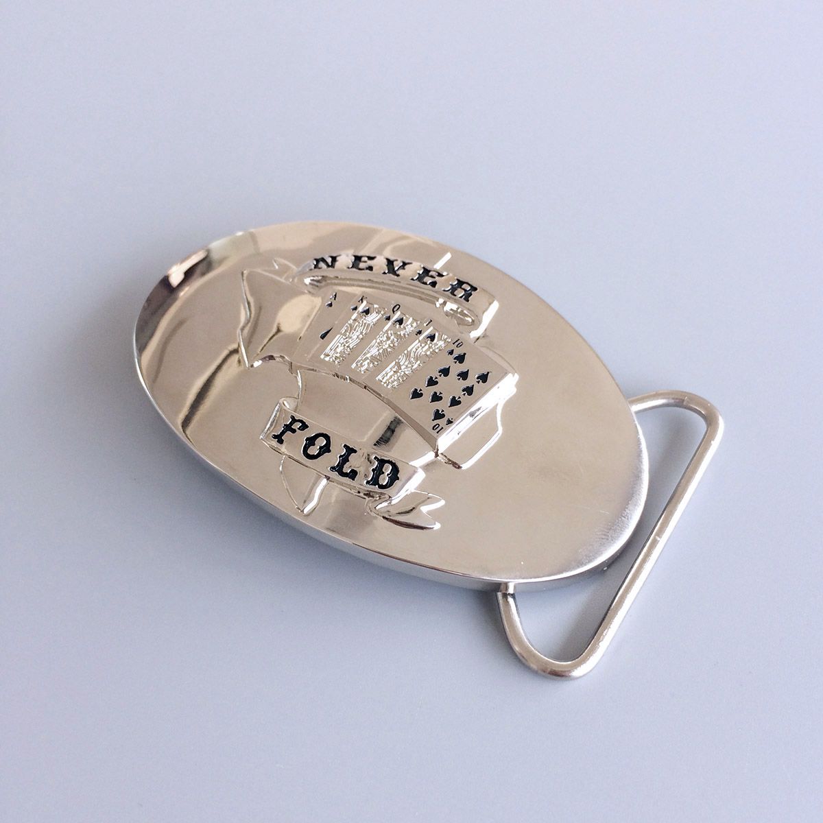 Bright Silver Heavy Metal Oval Belt Buckle