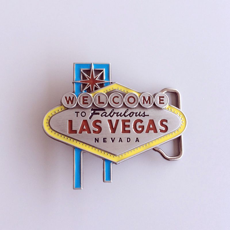 Vintage Enamel Nevada Las Vegas Sign Belt Buckle BUCKLE-CS033