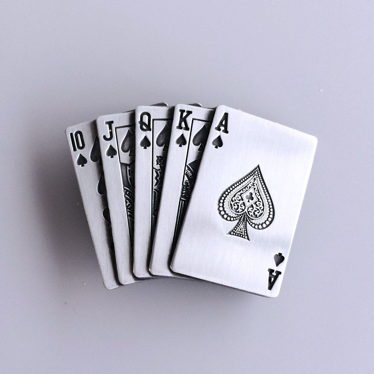 Antique Brushed Silver Casino Game Belt Buckle