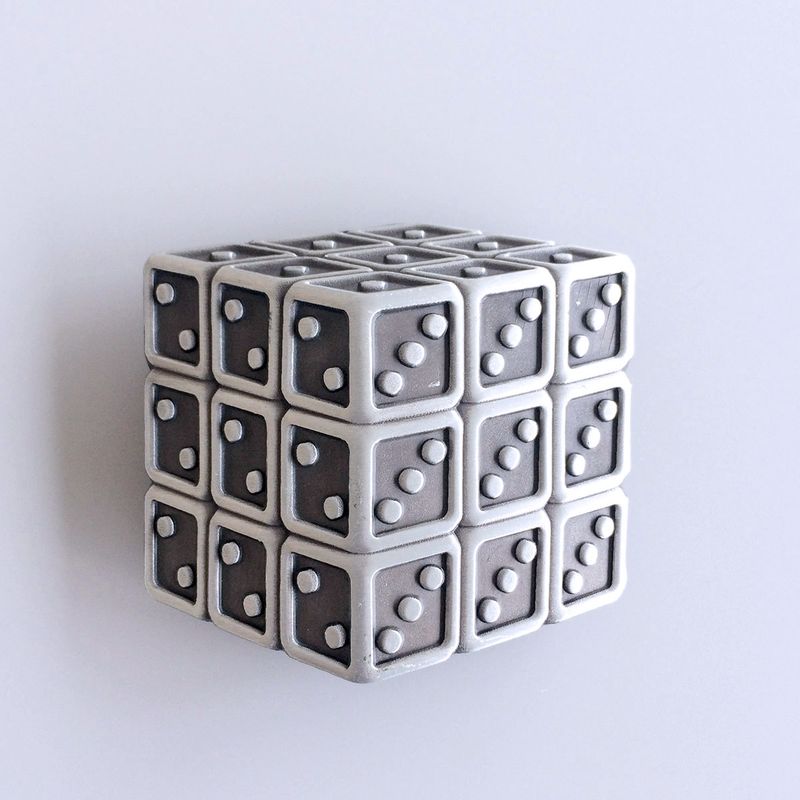 Antique Brushed Silver Dice Vintage Belt Buckle BUCKLE-CS027AS