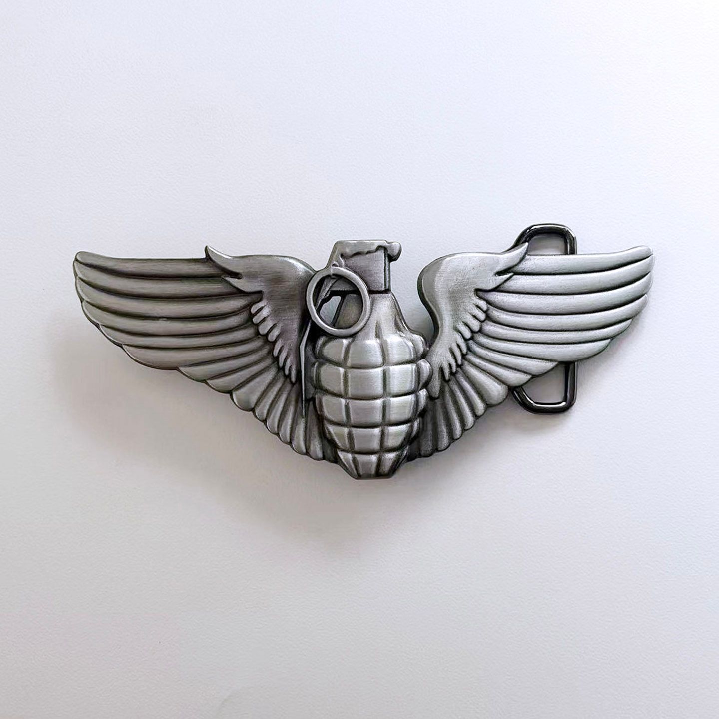 Vintage Cut Out Grenade W Wings Belt Buckle