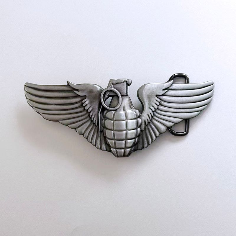 Vintage Style Cut Out Grenade W Wings Belt Buckle Gurtelschnalle Boucle de ceinture BUCKLE-GU025