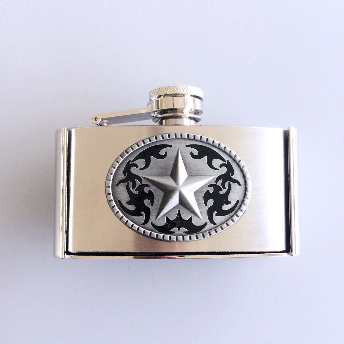Western Star Three Ounce Stainless Steel Flask Belt Buckle