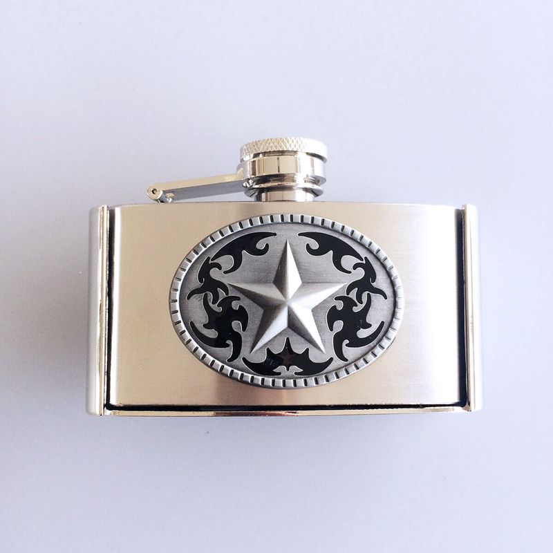 Western Star Three Ounce Stainless Steel Flask Belt Buckle BUCKLE-FL-STAR