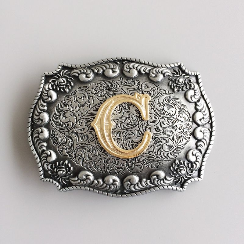 Vintage Style Initial Letter C Cowboy Cowgirl Belt Buckle Hebilla