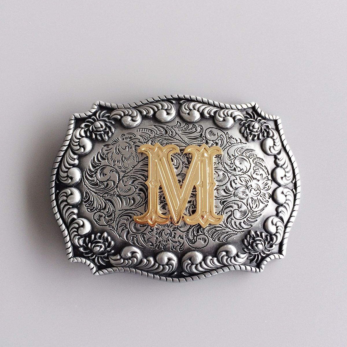 Vintage Style Initial Letter M Cowboy Cowgirl Belt Buckle Hebilla