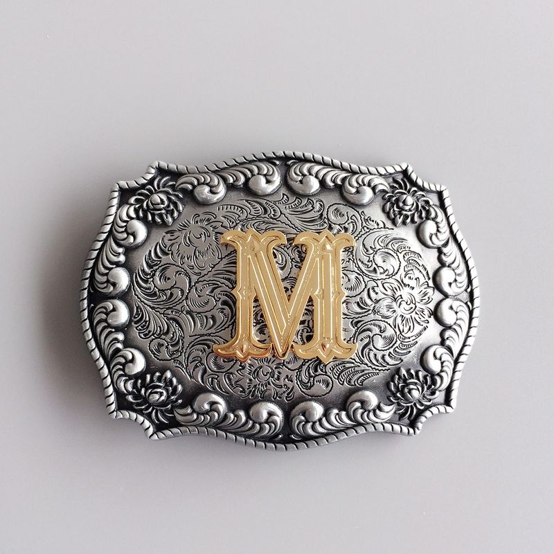 Vintage Style Initial Letter M Cowboy Cowgirl Belt Buckle Hebilla