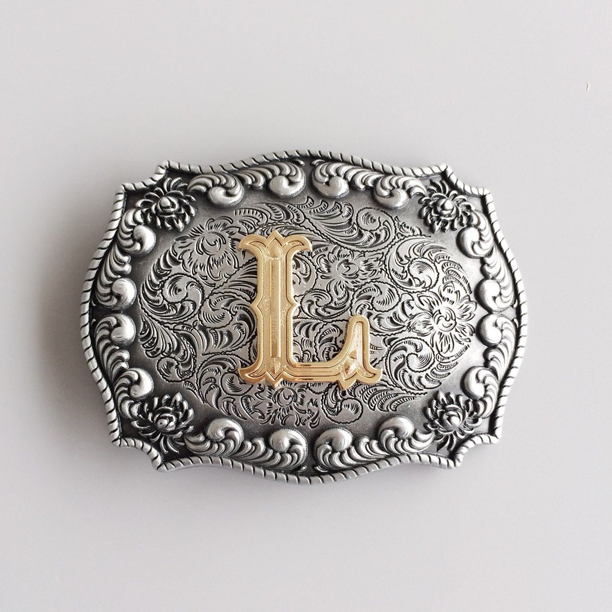 Vintage Style Initial Letter L Cowboy Cowgirl Belt Buckle Hebilla