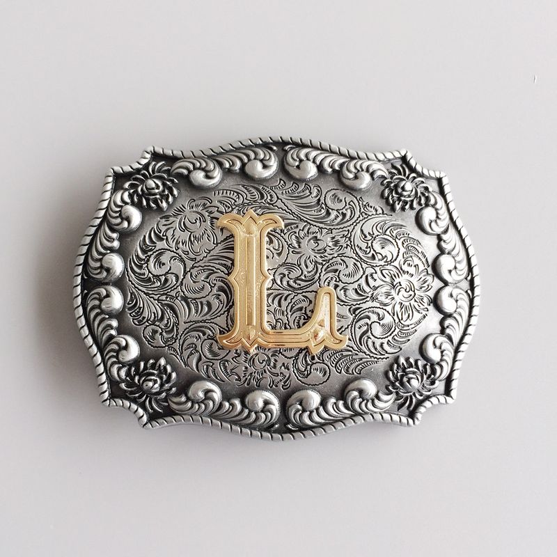Vintage Style Initial Letter L Cowboy Cowgirl Belt Buckle Hebilla