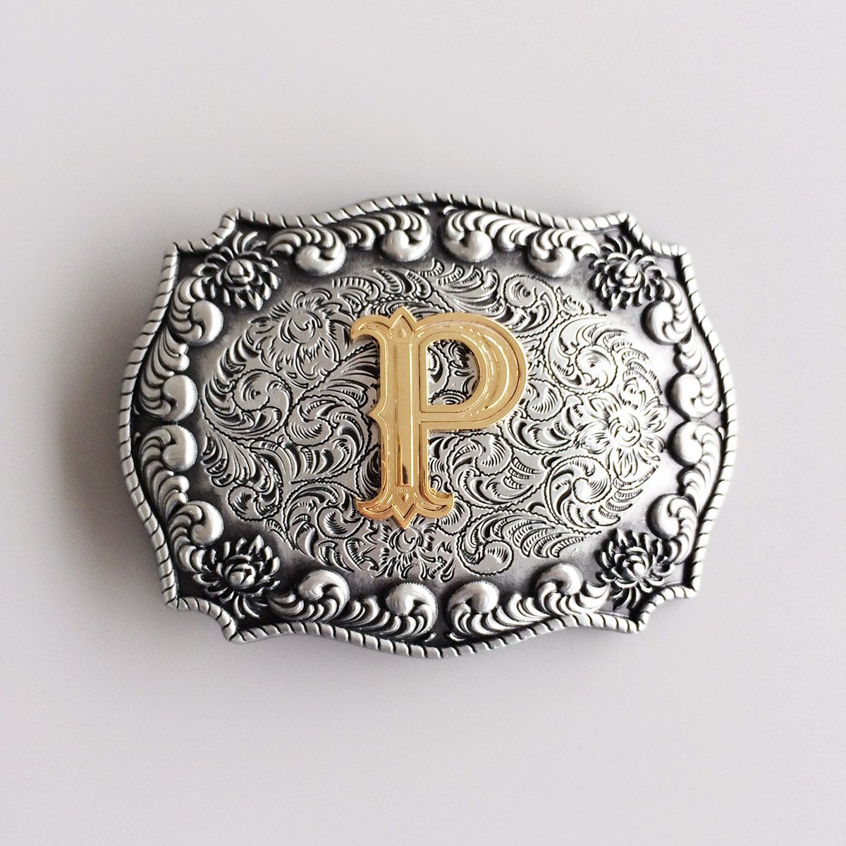 Initial Letter P Cowboy Cowgirl Western Belt Buckle Hebilla