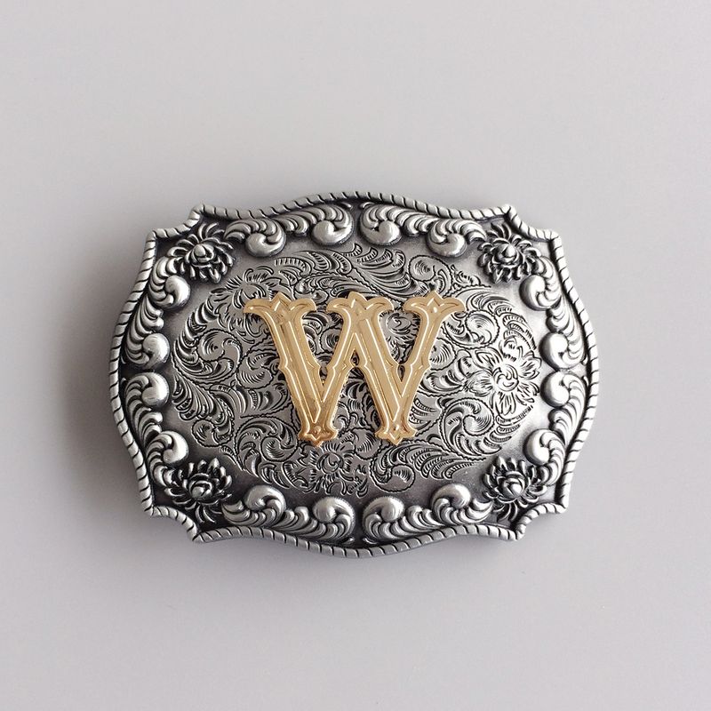 Vintage Style Initial Letter W Cowboy Cowgirl Belt Buckle Hebilla