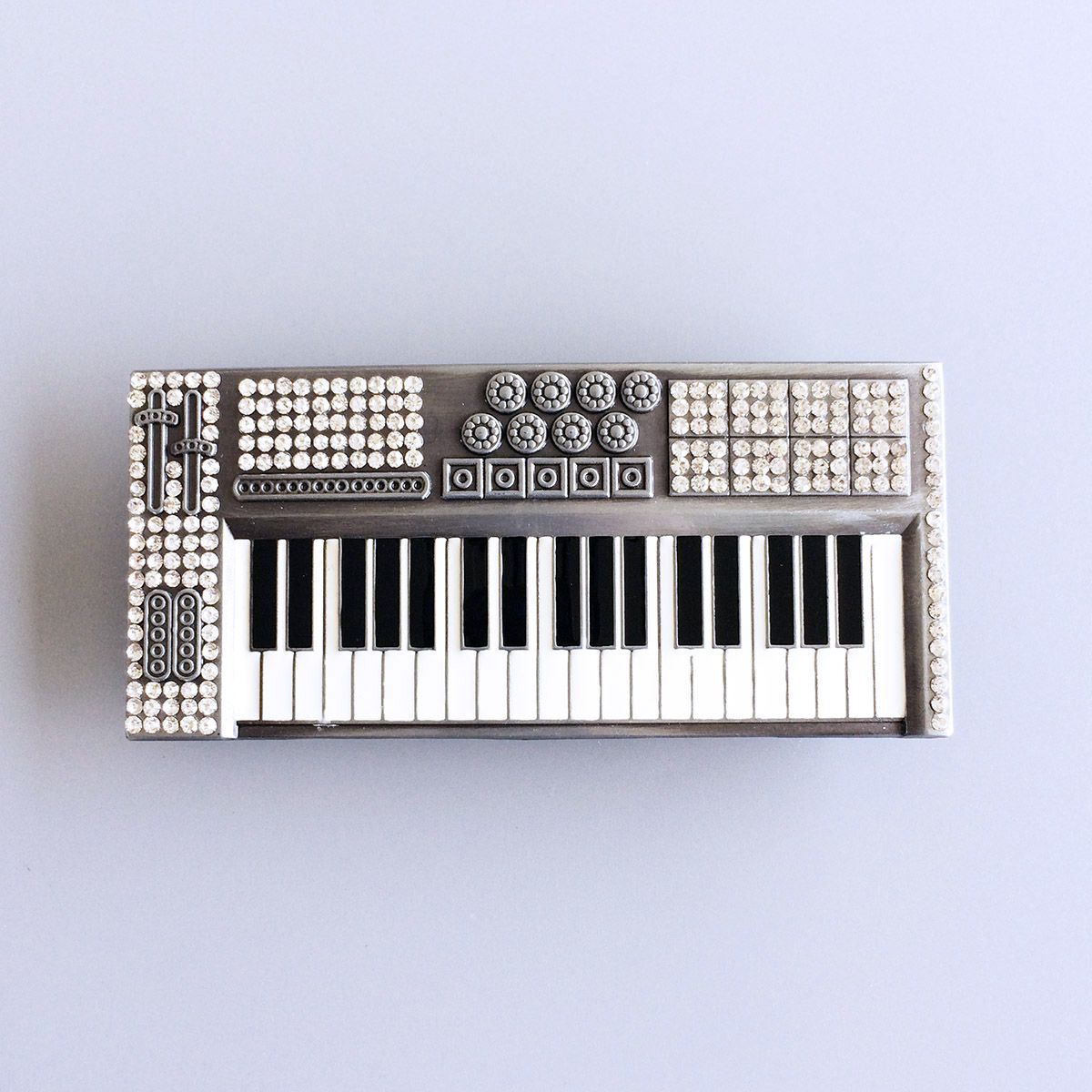 Bling Bling Rhinestones Piano Music Belt Buckle