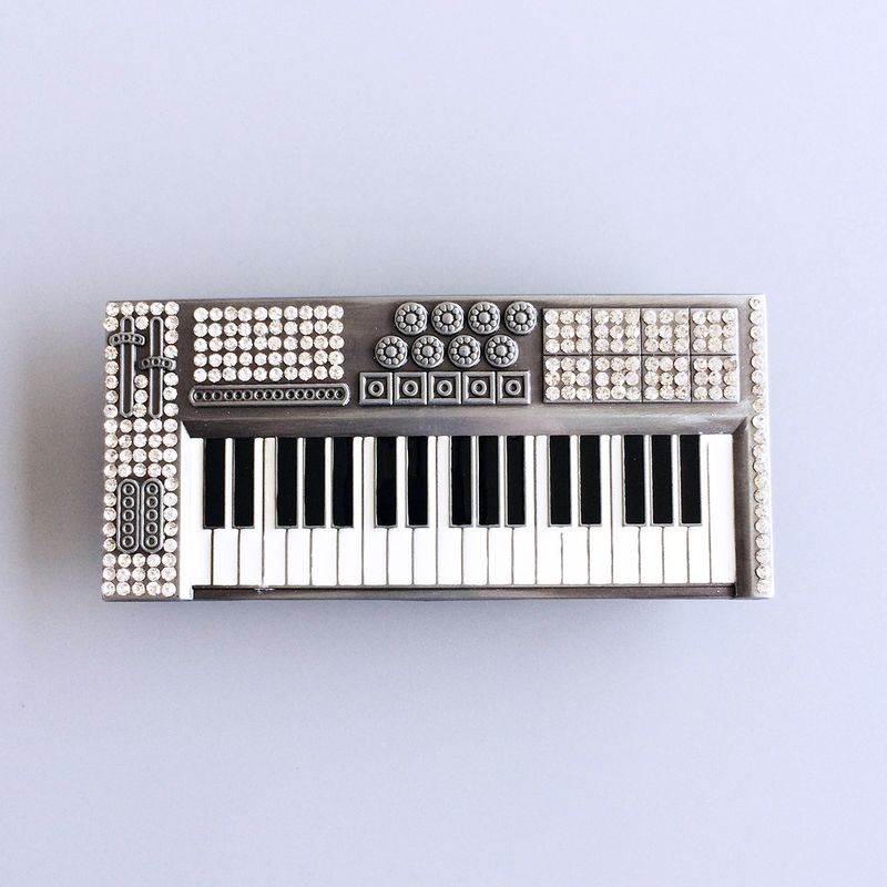 Bling Bling Rhinestones Piano Music Belt Buckle BUCKLE-MU039
