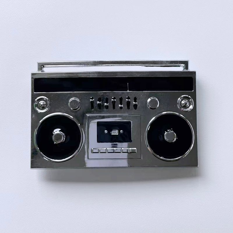 Bright Silver Enamel Tape Recorder Music Belt Buckle BUCKLE-MU027