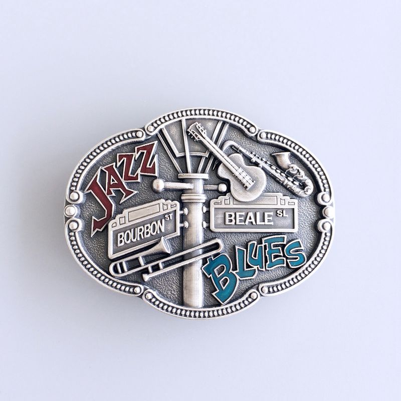 Vintage Silver Plated Jazz Blues County Music Belt Buckle BUCKLE-MU070SL