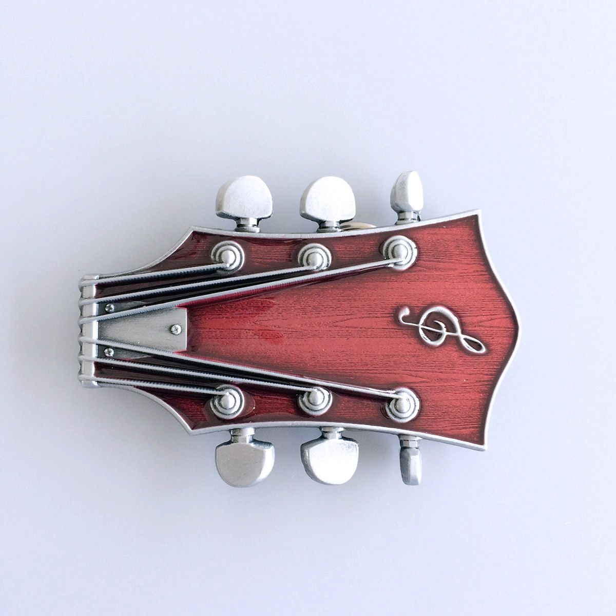 Vintage Style Red Enamel Guitar Music Belt Buckle
