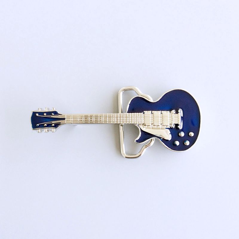 Blue Enamel Electric Guitar Music Belt Buckle BUCKLE-MU046BL