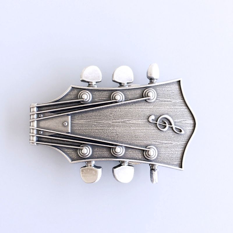 Vintage Silver Plated Guitar Head Music Belt Buckle BUCKLE-MU044SL