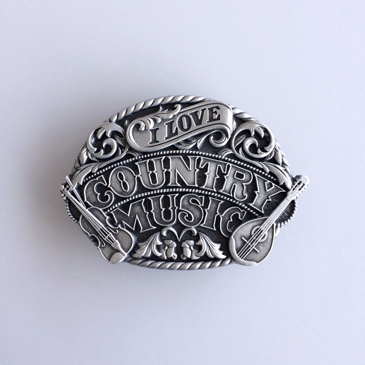 Antique Silver Western Cowboy Cowgirl Music Belt Buckle