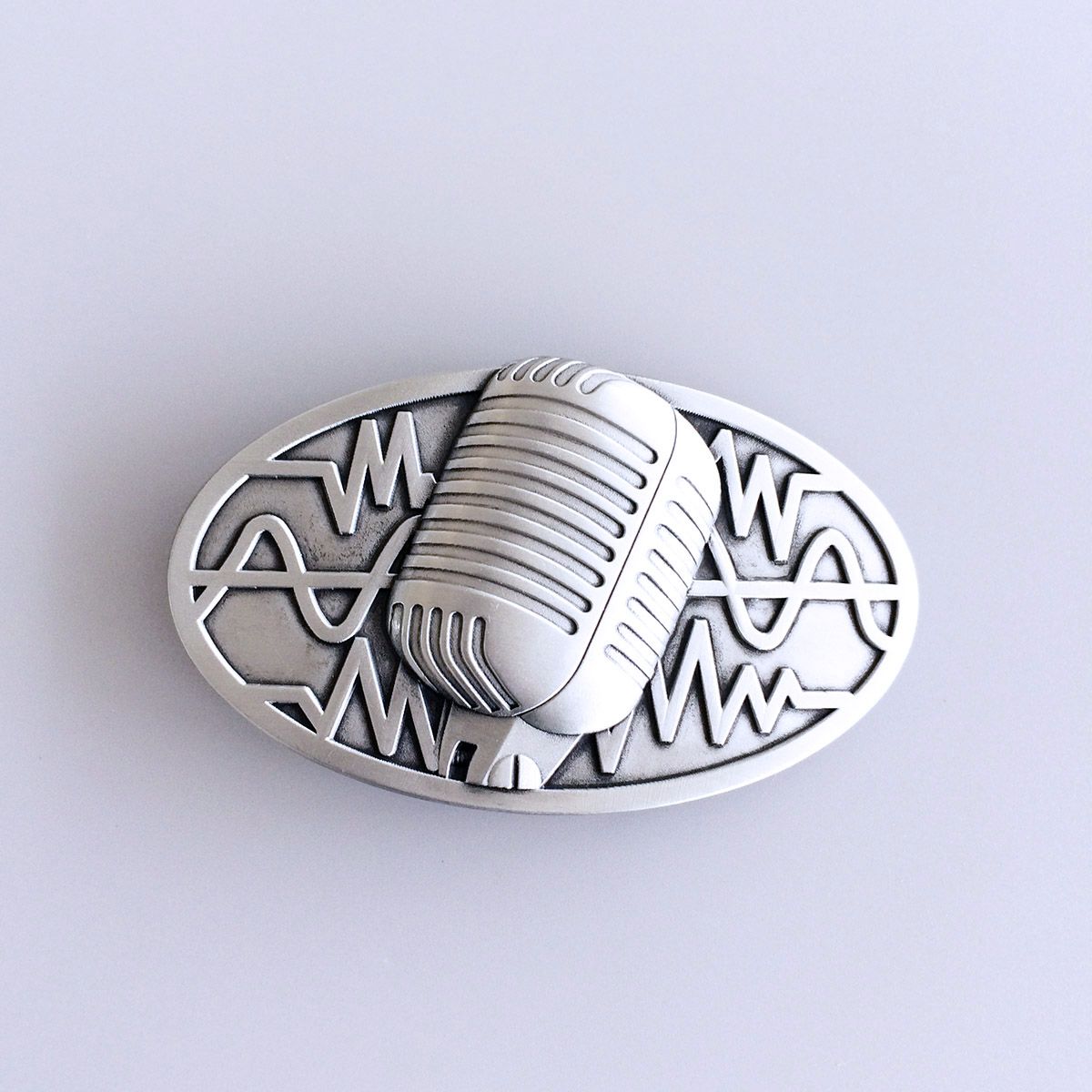 Vintage Microphone Music Oval Belt Buckle