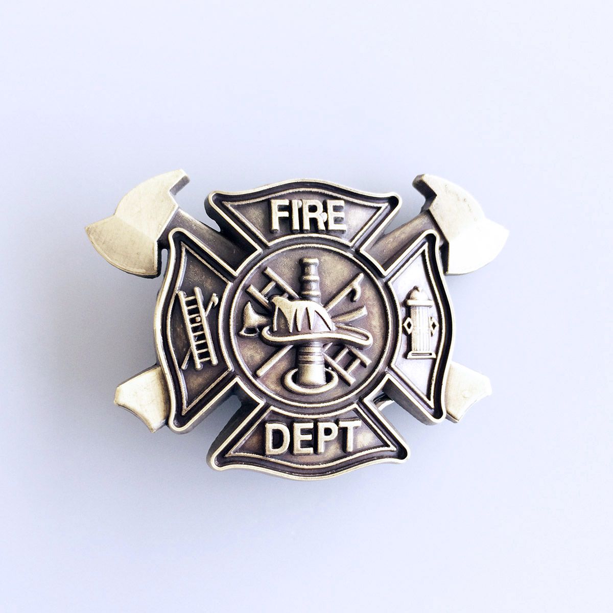Vintage Bronze Plated FD Firefighter Belt Buckle