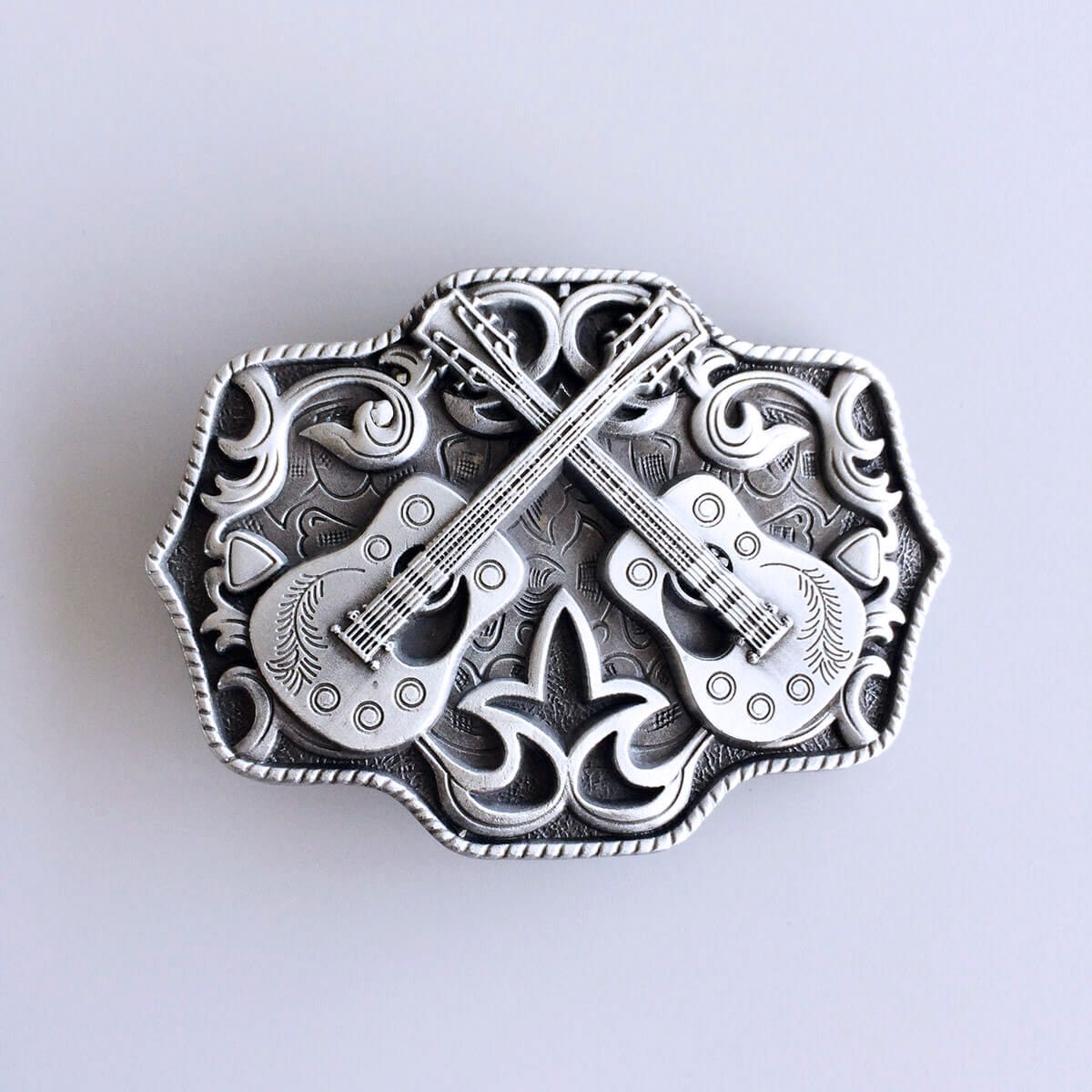 Vintage Style Western Country Cross Guitar Music Belt Buckle