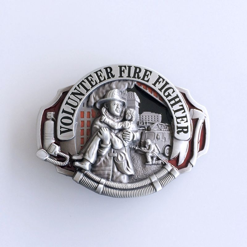 Enamel Hero Volunteer Fire Fighter Belt Buckle BUCKLE-OC009