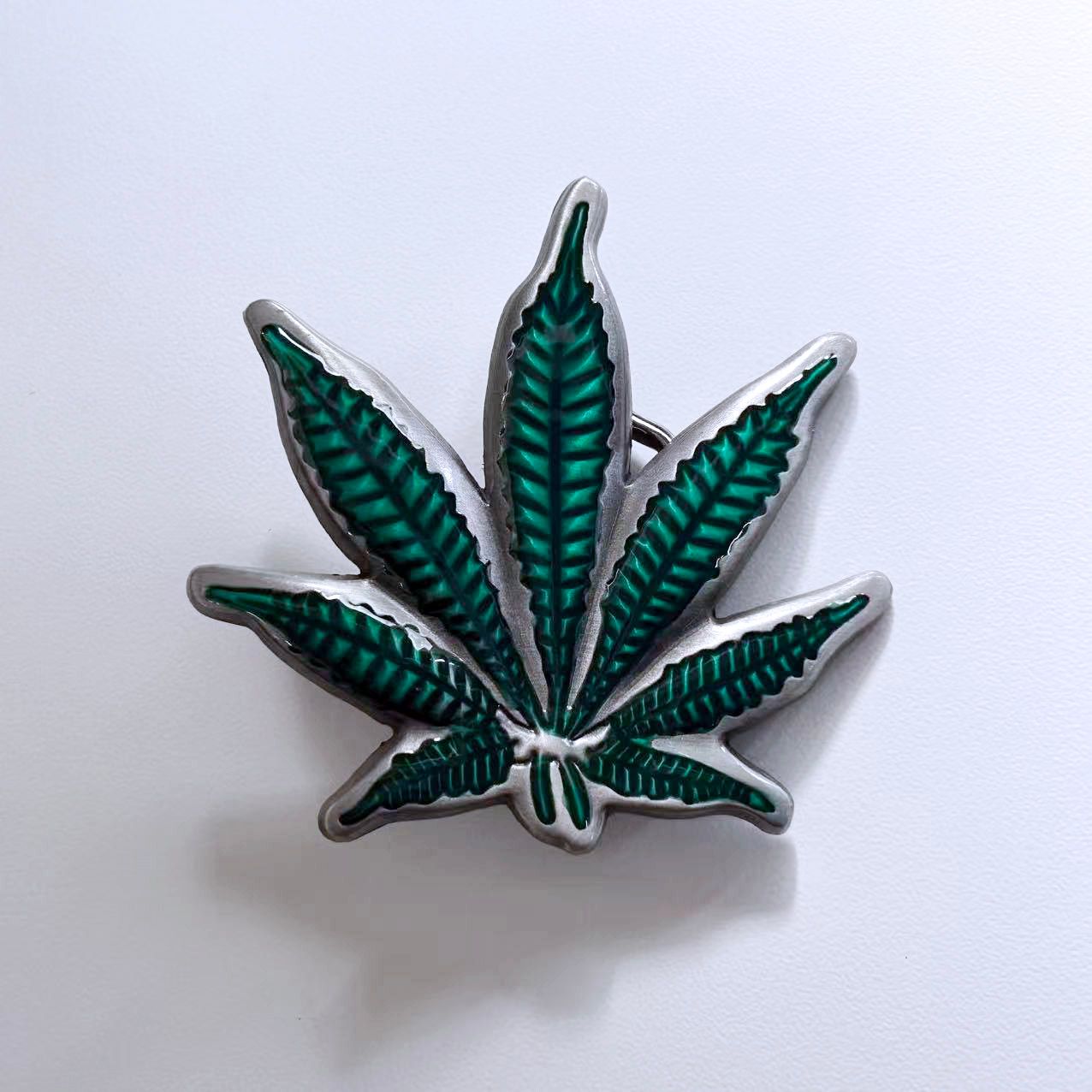 Vintage Enamel Lucky Leaf Belt Buckle