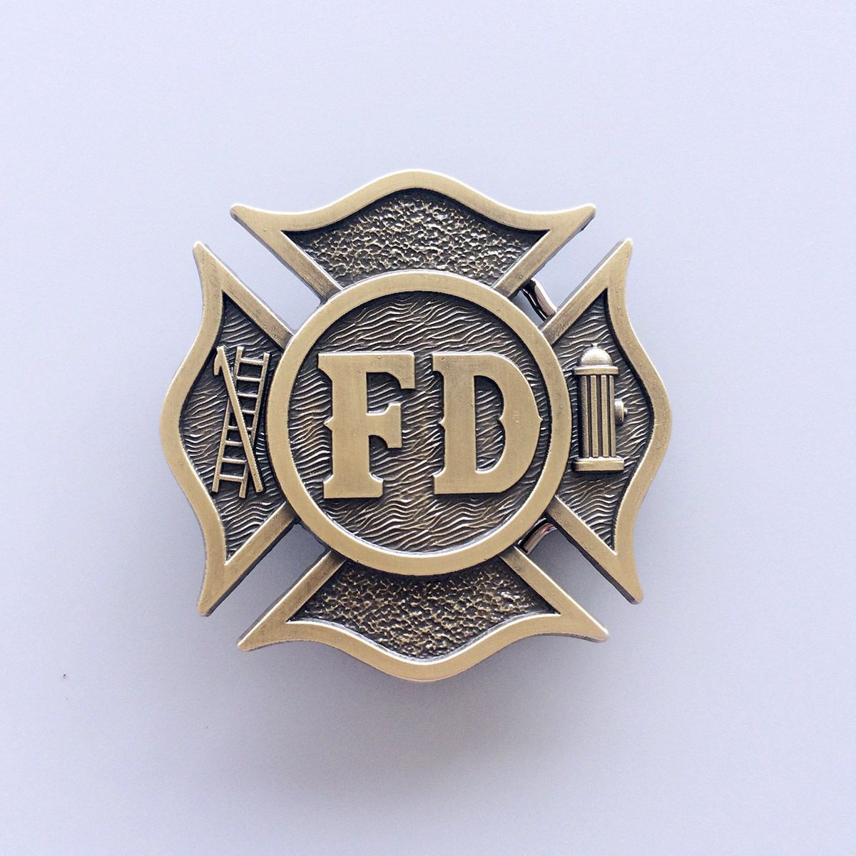 Vintage Enamel Fire Fighter Dept Hero Belt Buckle