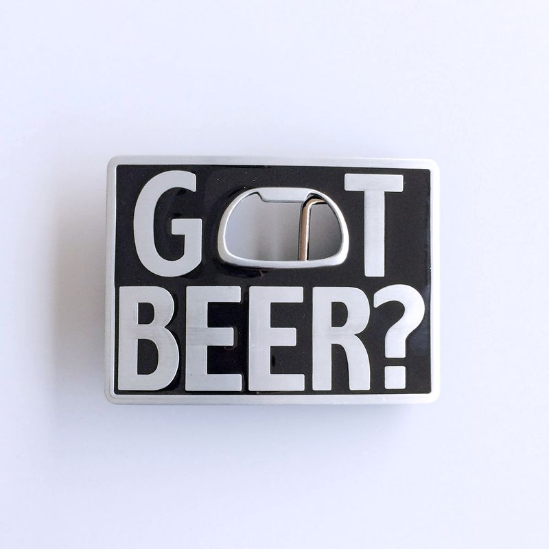 Vintage Black Enamel Got Beer Bottle Opener Rectangle Belt Buckle BUCKLE-OC021BK